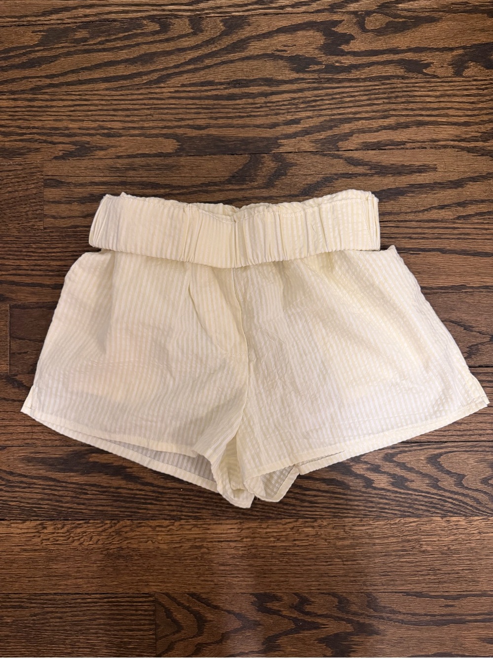 Daily Drills Cream High-Waist Paperbag Shorts